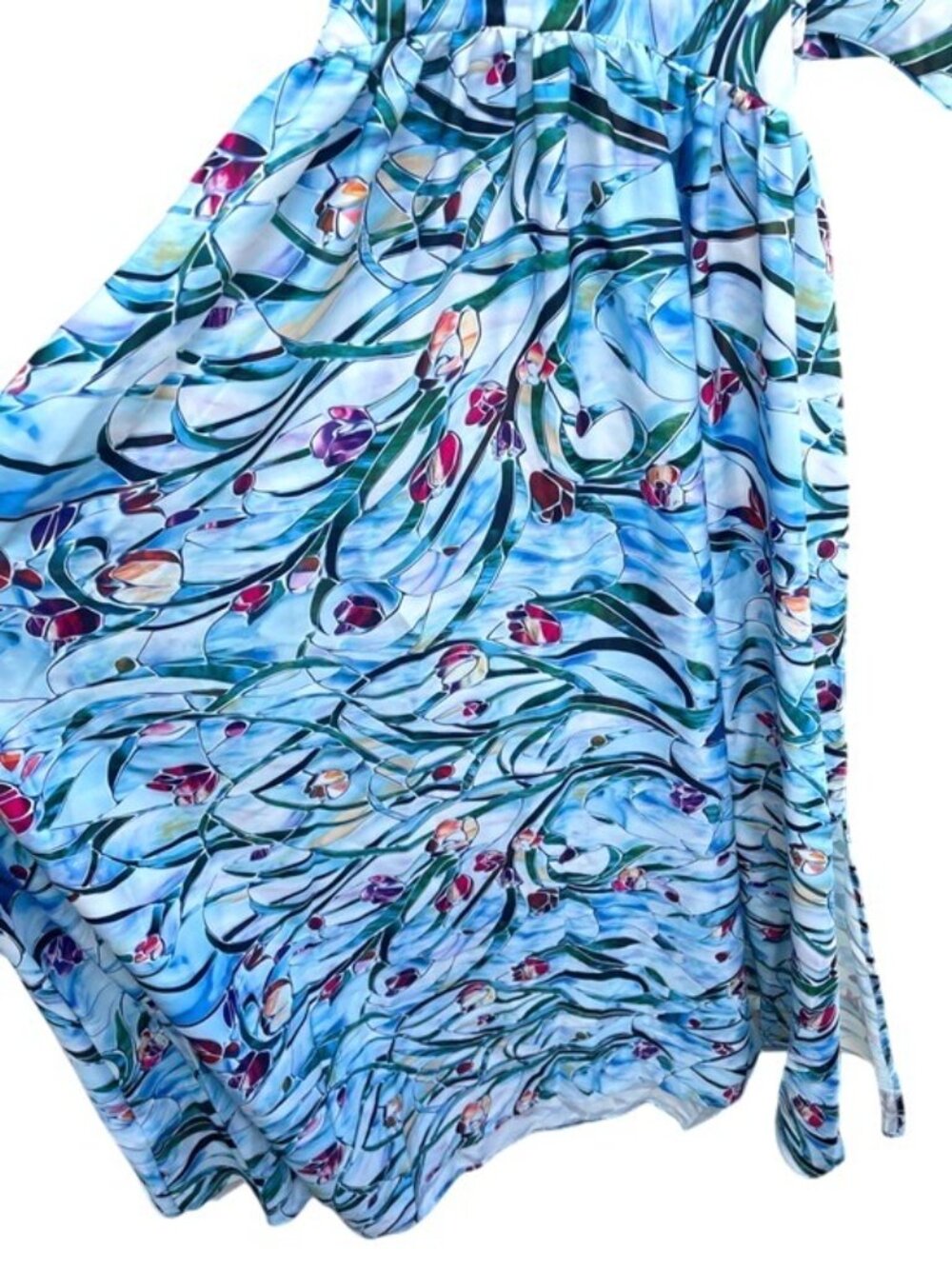 ADOR Light Blue Floral Maxi Dress M NEW - Picture 8 of 16